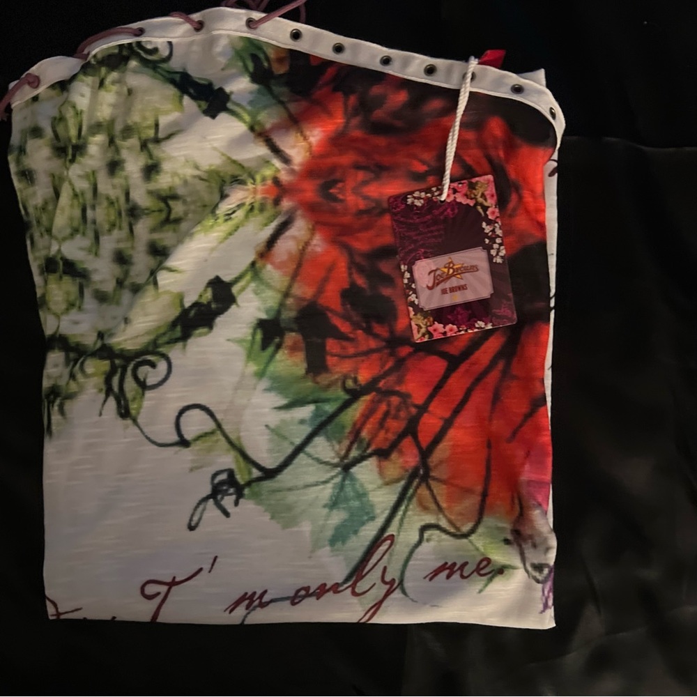 Joe Browns colorful floral sleeveless shirt with ties at the neck - NWT